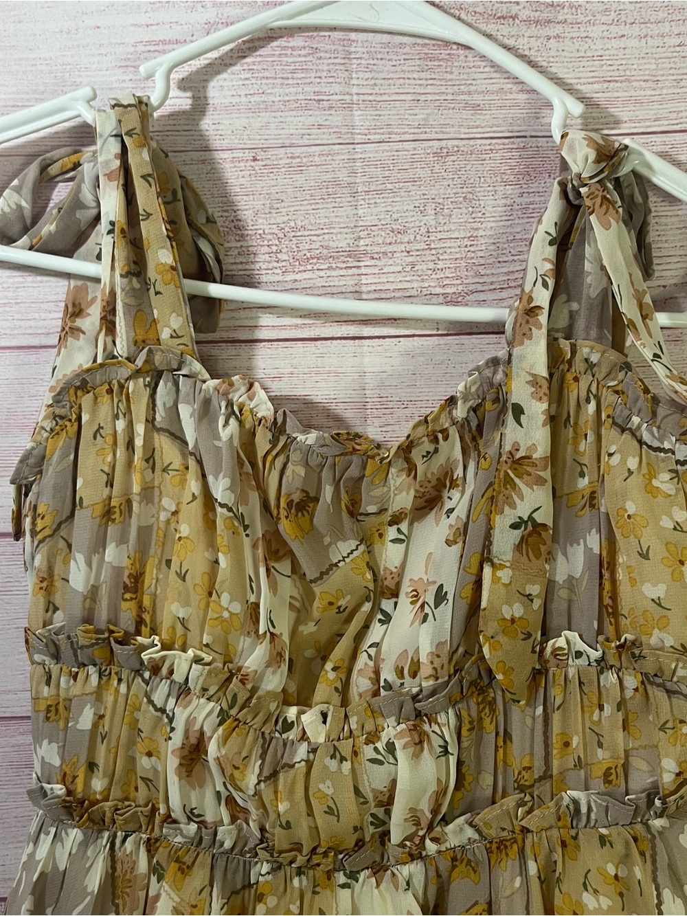 Hello Molly Floral Shoulder Tie Mini Dress Size 4 - Picture 3 of 8